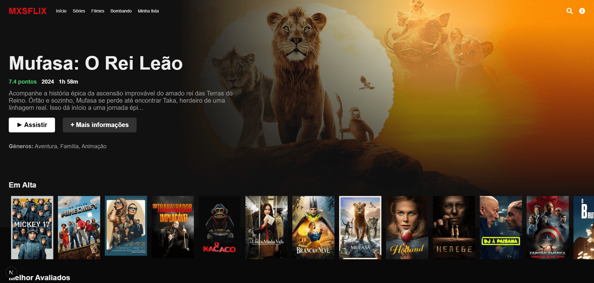 Screenshot do projeto MXSFLIX